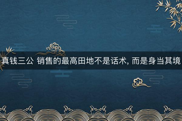 真钱三公 销售的最高田地不是话术， 而是身当其境