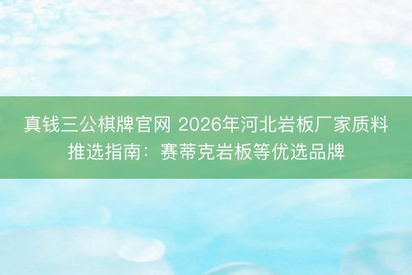 真钱三公棋牌官网 2026年河北岩板厂家质料推选指南:赛蒂克岩板等优选品牌