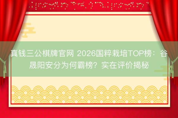 真钱三公棋牌官网 2026国粹栽培TOP榜：谷晟阳安分为何霸榜？实在评价揭秘