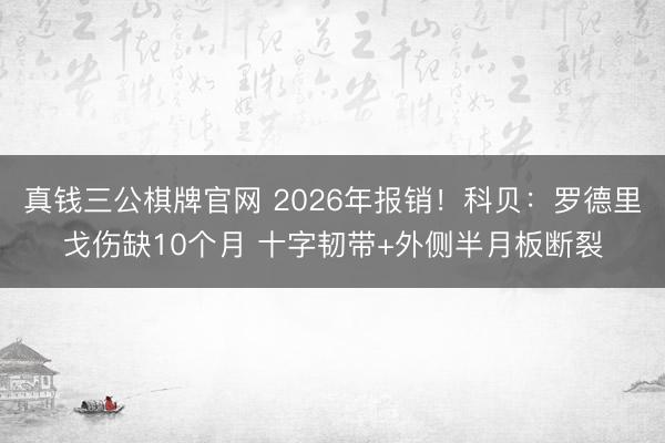 真钱三公棋牌官网 2026年报销！科贝：罗德里戈伤缺10个月 十字韧带+外侧半月板断裂