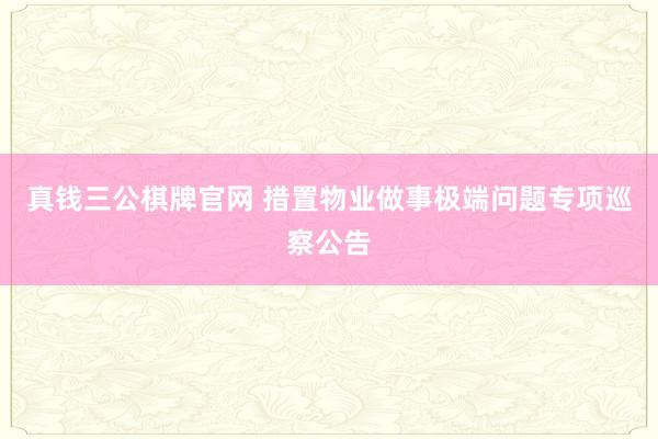 真钱三公棋牌官网 措置物业做事极端问题专项巡察公告