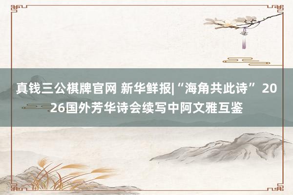 真钱三公棋牌官网 新华鲜报|“海角共此诗” 2026国外芳华诗会续写中阿文雅互鉴