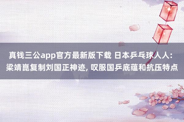 真钱三公app官方最新版下载 日本乒乓球人人: 梁靖崑复制刘国正神迹， 叹服国乒底蕴和抗压特点