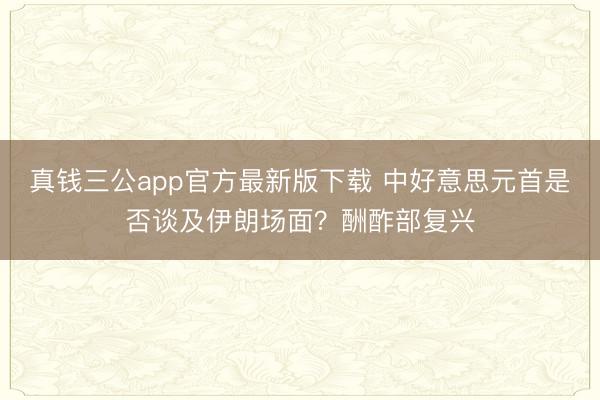 真钱三公app官方最新版下载 中好意思元首是否谈及伊朗场面？酬酢部复兴