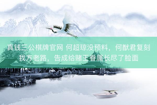 真钱三公棋牌官网 何超琼没预料，何猷君复刻我方老路，告成给赌王眷属长尽了脸面