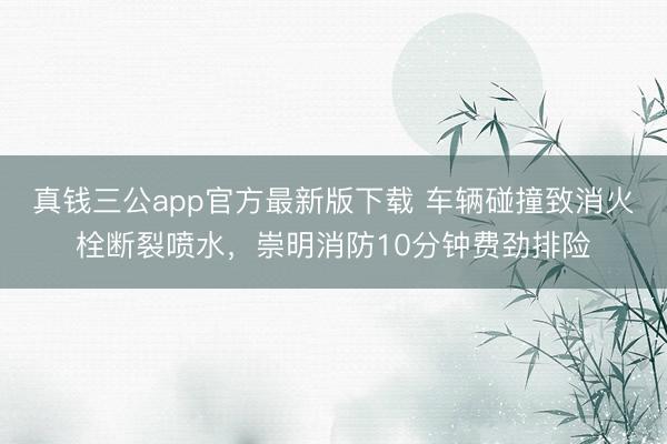 真钱三公app官方最新版下载 车辆碰撞致消火栓断裂喷水,崇明消防10分钟费劲排险