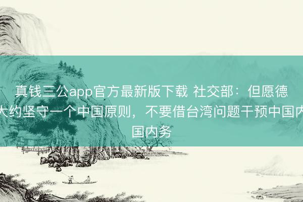 真钱三公app官方最新版下载 社交部：但愿德方大约坚守一个中国原则，不要借台湾问题干预中国内务