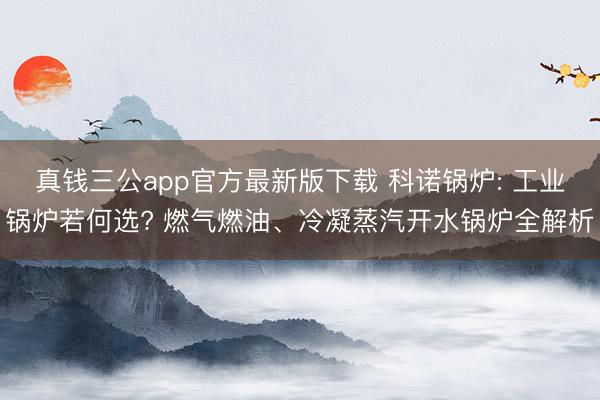 真钱三公app官方最新版下载 科诺锅炉: 工业锅炉若何选? 燃气燃油、冷凝蒸汽开水锅炉全解析