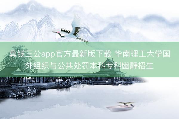 真钱三公app官方最新版下载 华南理工大学国外组织与公共处罚本科专科幽静招生