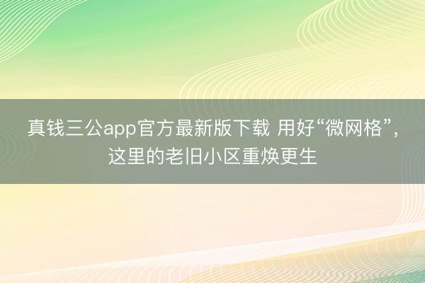 真钱三公app官方最新版下载 用好“微网格”，这里的老旧小区重焕更生