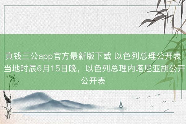 真钱三公app官方最新版下载 以色列总理公开表态 当地时辰6月15日晚，以色列总理内塔尼亚胡公开表