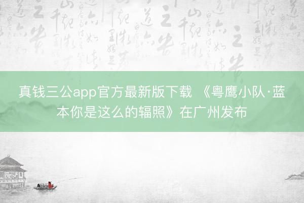 真钱三公app官方最新版下载 《粤鹰小队·蓝本你是这么的辐照》在广州发布